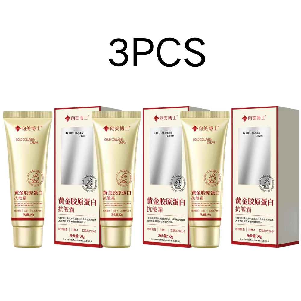 3Pcs Gold Recombinant Collagen Anti-Wrinkle Cream Apply Moisturizing Surface Cream to Improve Rough Wrinkles and Sag Skin Care