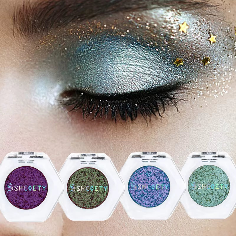12-Color Chameleon Glitter Eyeshadow Palette – Long-Lasting, Pearlescent Shimmer for Dazzling, Color-Shifting Eye Makeup